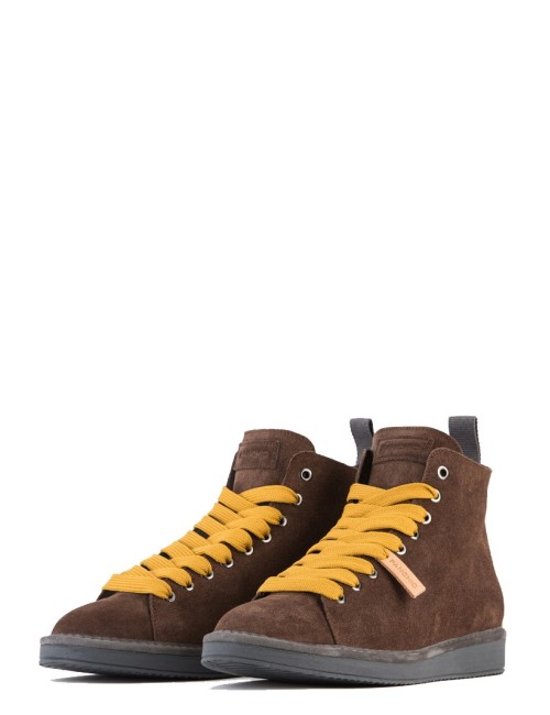 Polacchini P01 in suede marrone e giallo