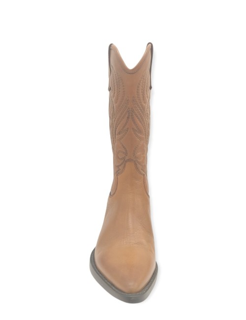 Stivali texani in vitello crust legno SA