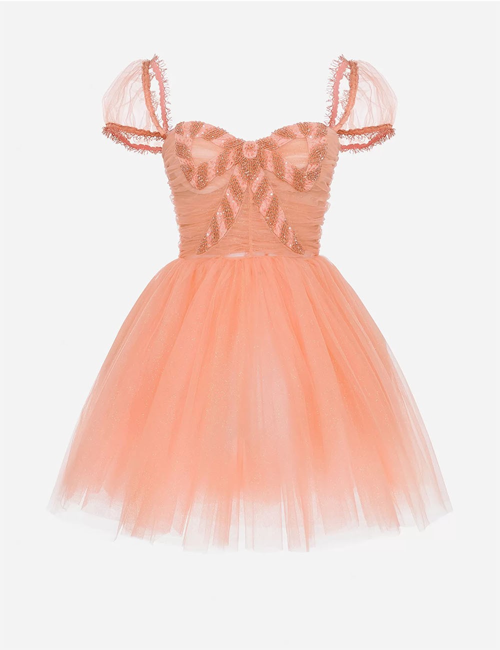 Dolly dress in glittered tulle fabric Coral Pink