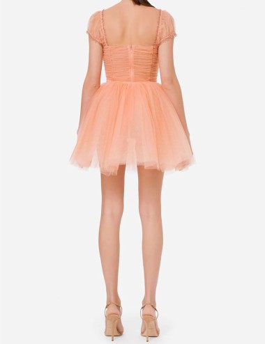 Abito Dolly in tulle glitter Rosa corallo