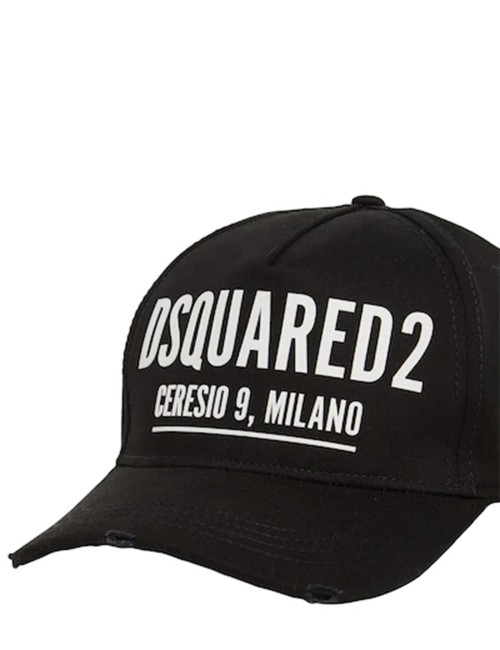 Cappello da Baseball "Dsquared2 Cartesio 9, Milano" Nero