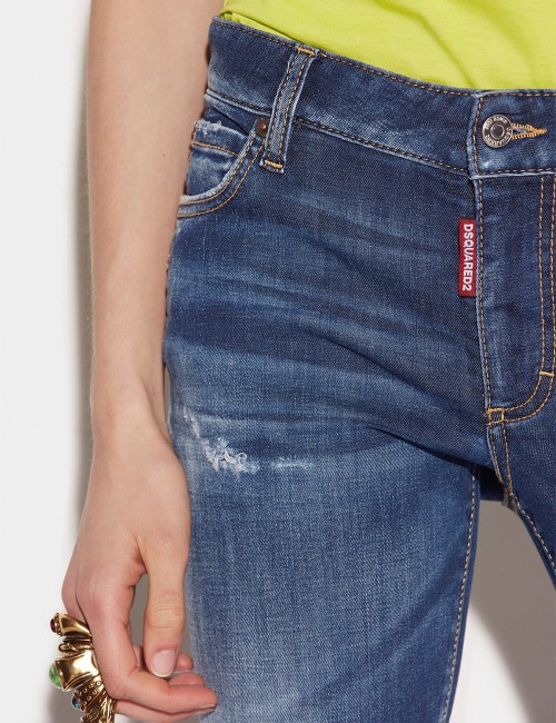 Jeans Twiggy Dark Wash Medium Waist Cropped