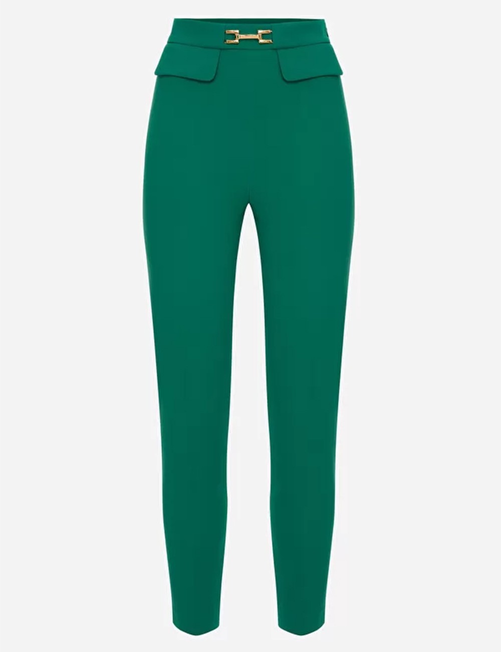 Pantalone skinny con patte e accessorio morsetto Smeraldo