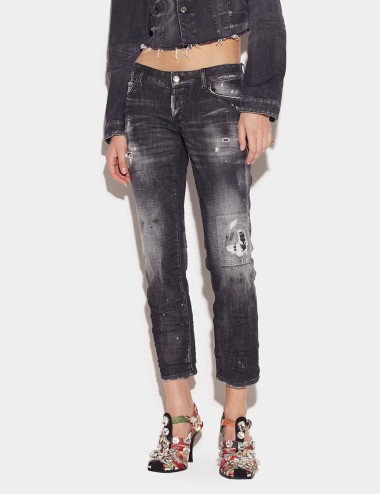 Jeans Black Ripped Knee...