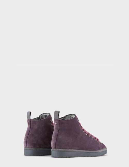 Polacchino P01 in Suede foderato in Faux Fur Viola Brownrose