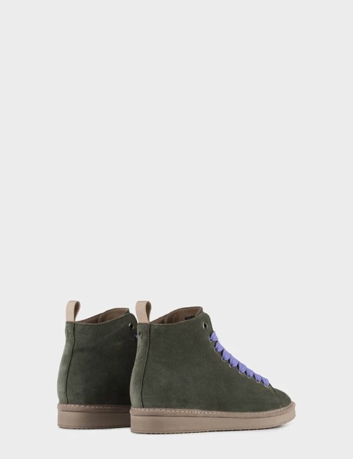 Polacchino P01 in Suede Verde Militare Viola Spento