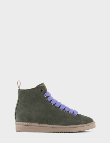 Polacchino P01 in Suede Verde Militare Viola Spento