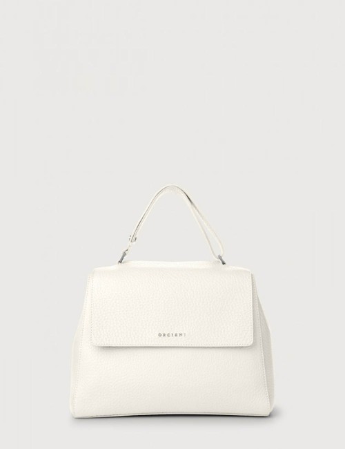 Borsa a spalla media Sveva Soft in pelle con tracolla Bianco