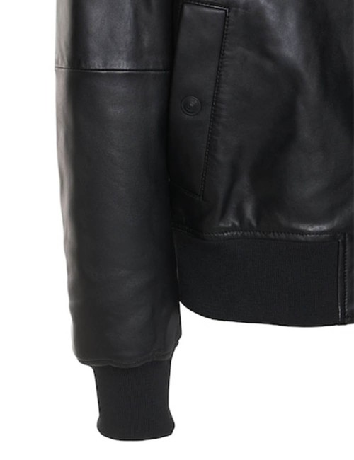 Bomber V-Emblem in pelle Nero