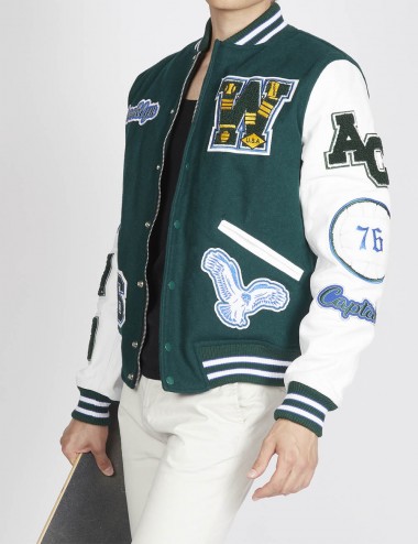 Jacket Teddy Varsity Green/White AC-B