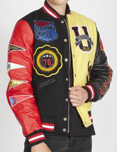 Jacket Teddy Varsity Black/Yellow AC-1