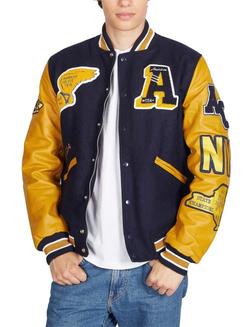 Jacket Teddy Varsity Navy/Yellow AC-4