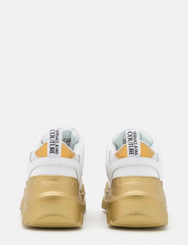 Sneakers chunky con stampa Bianco/Oro