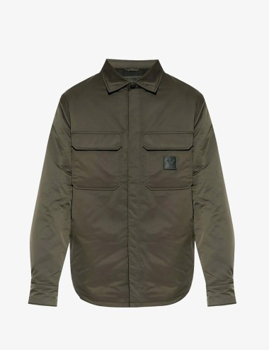 Giacca camicia in tessuto tecnico con patch logo Verde Colofonia