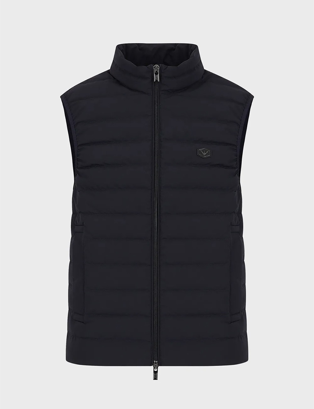Piumino Smanicato Trapuntato in Nylon Blu Navy