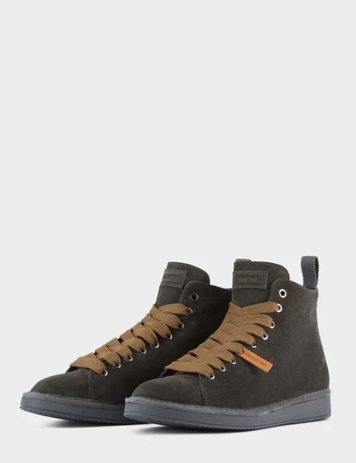 Polacchino P01 In Suede Foderato In Microfibra Khaki Noce