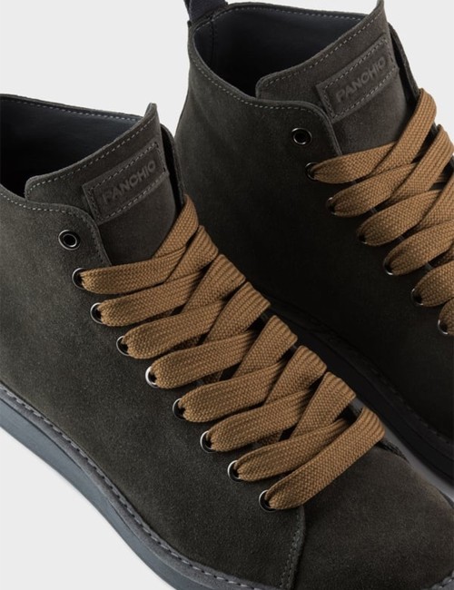 Polacchino P01 In Suede Foderato In Microfibra Khaki Noce