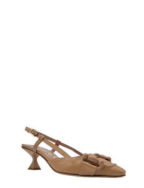 Scarpa con tacco in nappa Cuoio