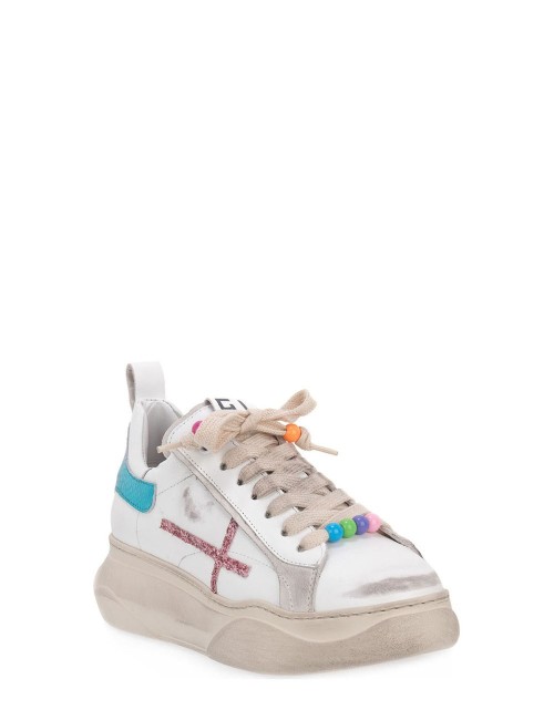 Sneakers Giada 61in pelle con dettagli Rosa Turchese
