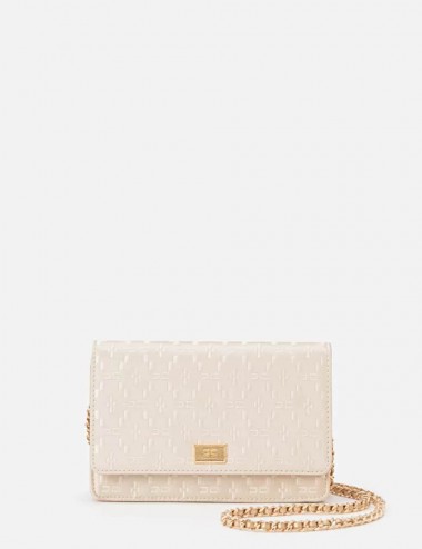 Wallet on chain in raso ricamato Champagne