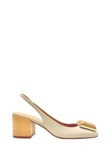 Slingback in nappa bianco con accessorio nappa