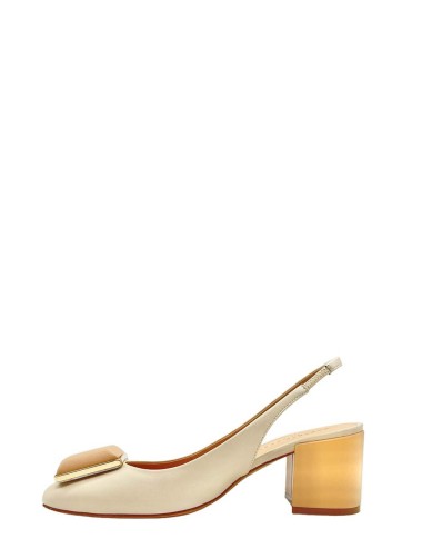 Slingback in nappa bianco con accessorio nappa