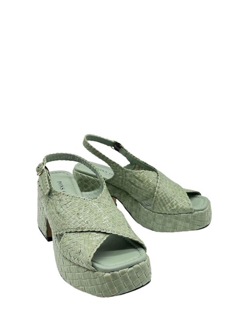 Sandalo Guinea in pelle intrecciata Verde