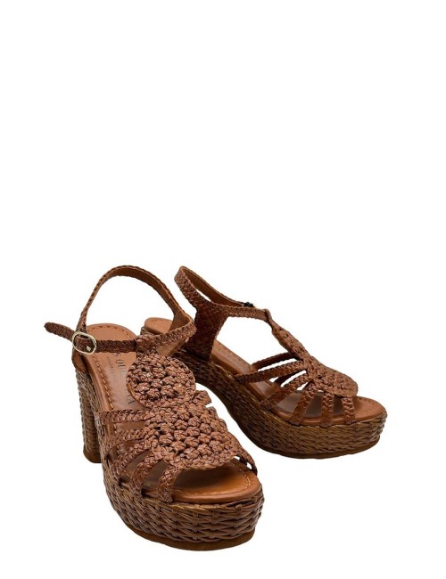 Sandalo Cannes in pelle intrecciata Marrone