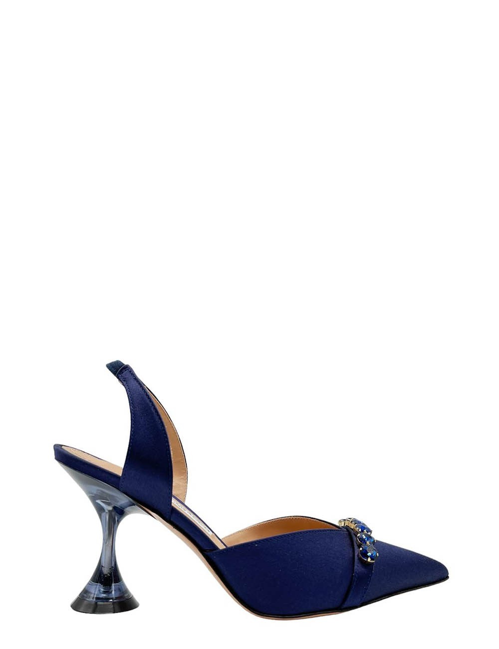 Sandalo Alto Bea in raso Blu Navy