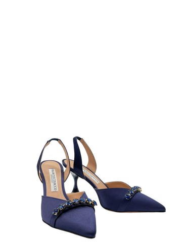 Sandalo Alto Bea in raso Blu Navy