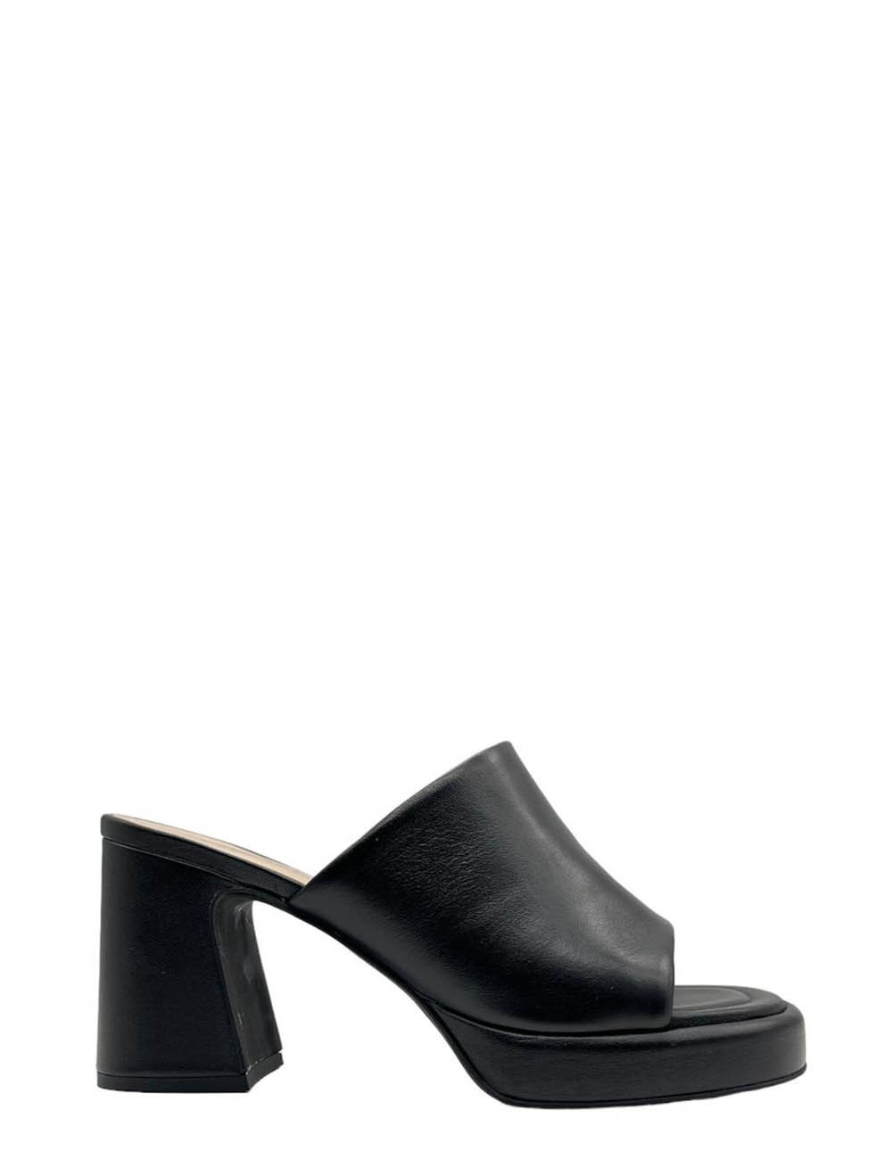 Sabot con Tacco Alto in Nappa Nero