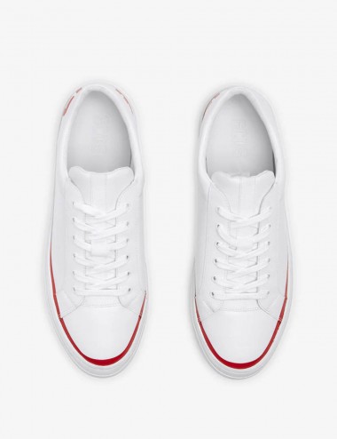 Sneakers Leather Logo Bianco/Rosso