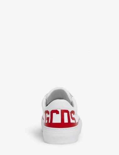 Sneakers Leather Logo Bianco/Rosso