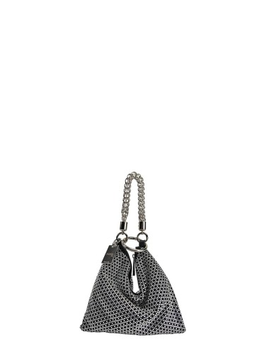 Borsa a Mano Piccola Ewa in Suede e Cristalli Nero