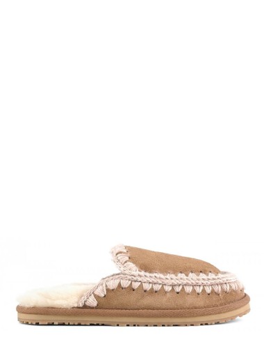 Suede slipper full eskimo stitch Pink Brown