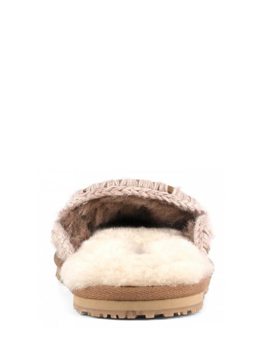 Suede slipper full eskimo stitch Pink Brown