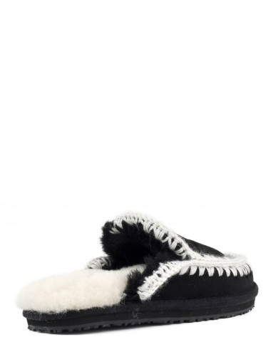 Suede slipper full eskimo stitch Black Suede