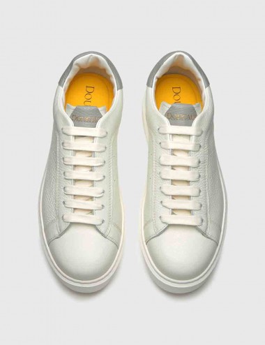 Sneaker In Pelle Bottalata Con Dettaglio Pelliccia Bianco