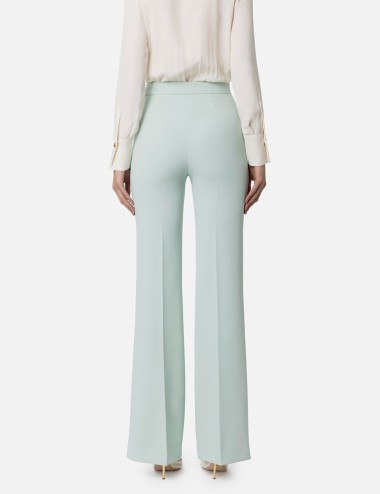 Pantalone palazzo in crêpe stretch acqua