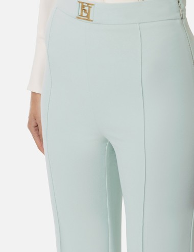 Pantalone palazzo in crêpe stretch acqua