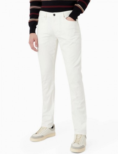 Pantaloni J06 slim fit in twill stretch bianco