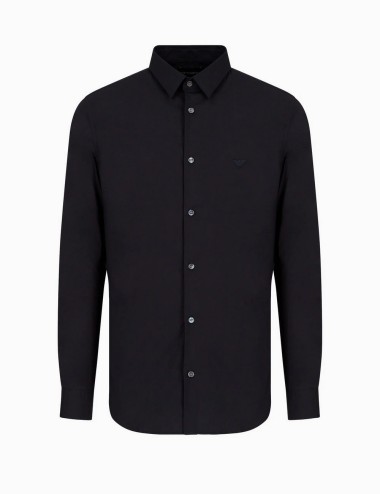 Camicia in misto nylon stretch blu notte