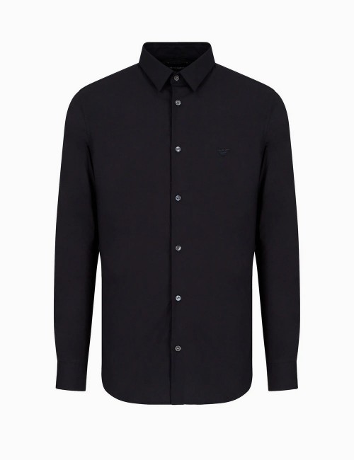 Camicia in misto nylon stretch blu notte