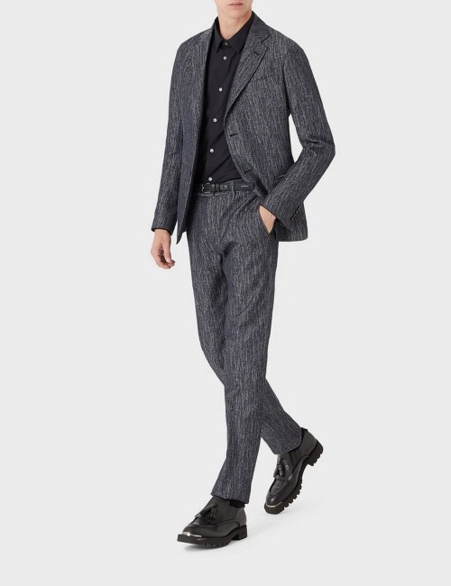 Camicia in misto nylon stretch blu notte