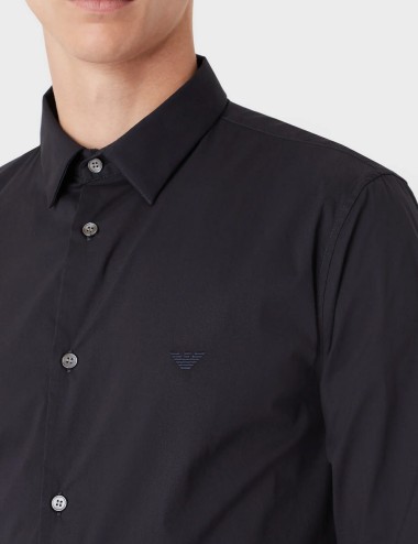 Camicia in misto nylon stretch blu notte