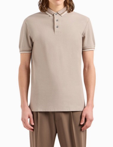 Polo in jersey con logo piazzato beige