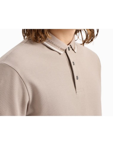 Polo in jersey con logo piazzato beige