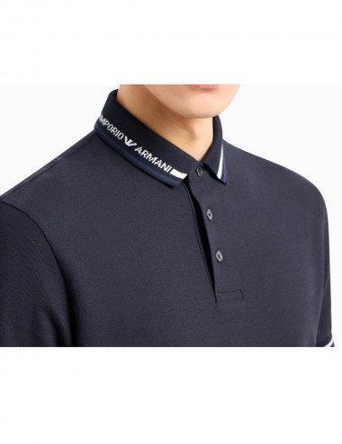 Polo in jersey con logo piazzato navy
