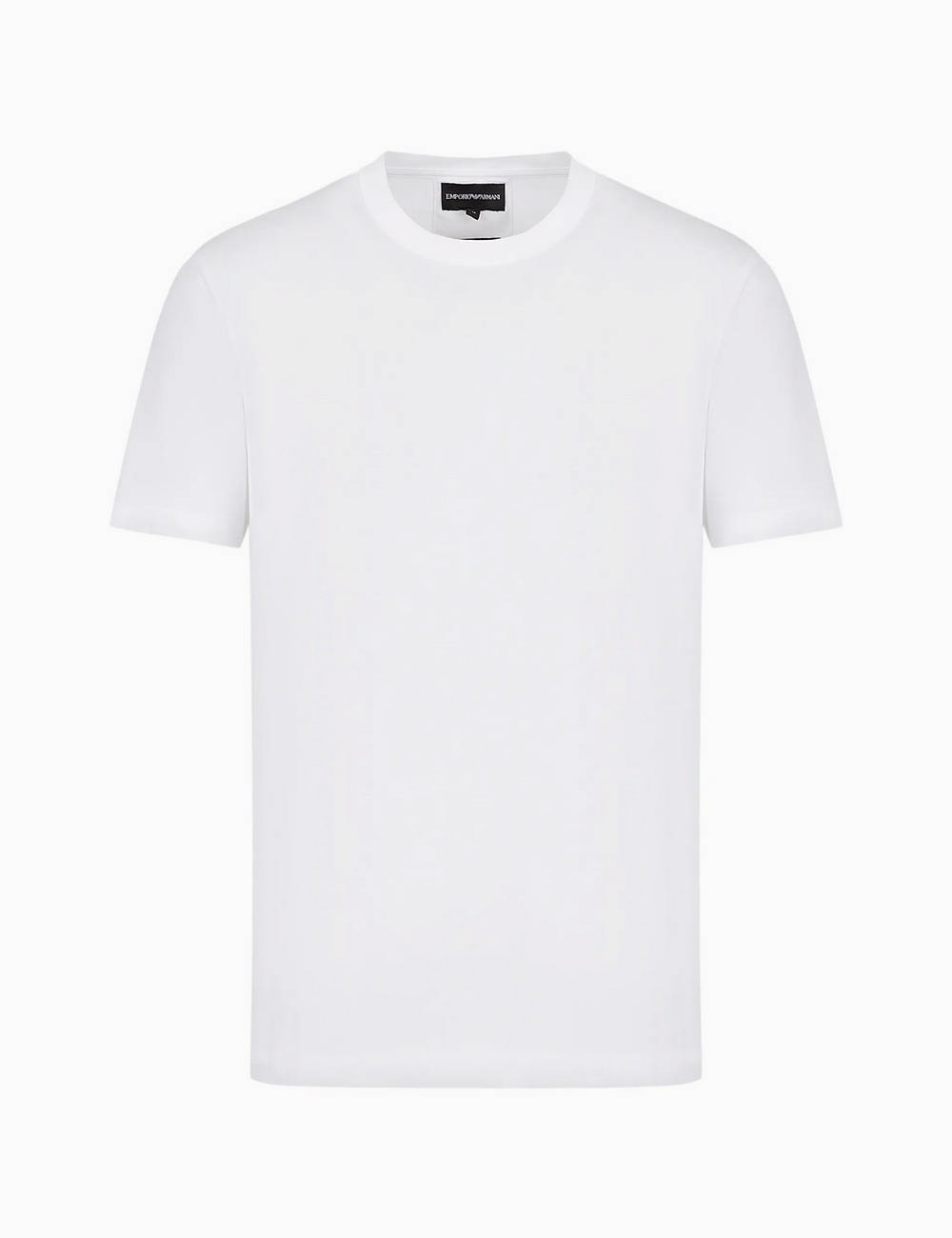 T-shirt in jersey con logo jacquard bianca