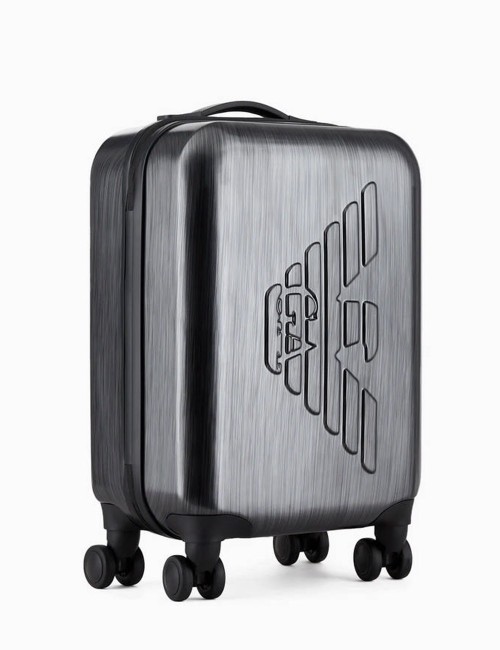 Trolley cabina in ABS con maxi aquila a rilievo Grigio